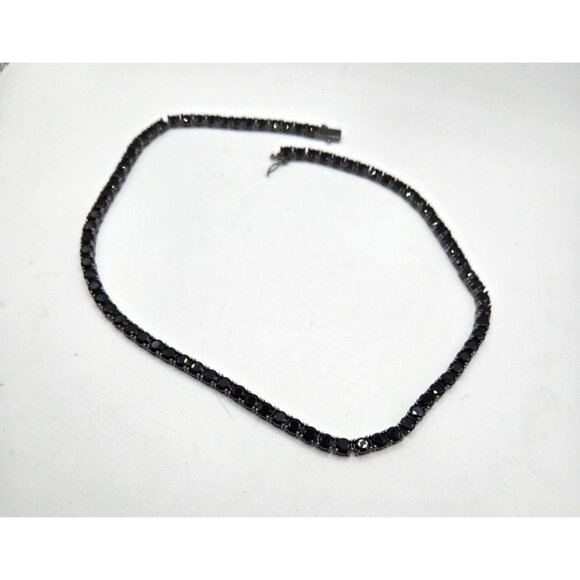 6 Ice Black Rhinestone Tennis Necklace 18" Japanned back in Box Gift-Ready - Picture 3 of 8